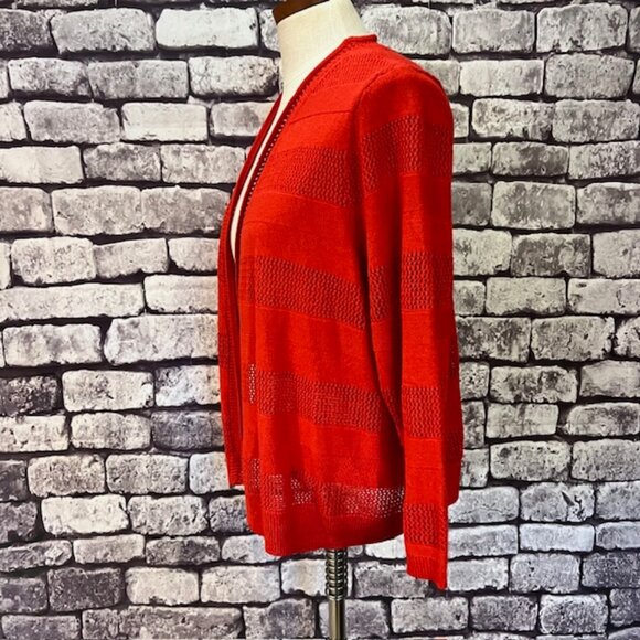 Charter Club Red 3/4 Sleeve Cardigan Sweater Size XL - Picture 4 of 9
